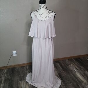 Show Me Your MuMu Light Beige Caitlin Ruffle Maxi Dress